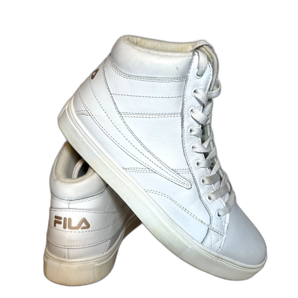 Fila Original F-13 Logo Women Size 7.5US White Gold High Top Athletic Sneakers